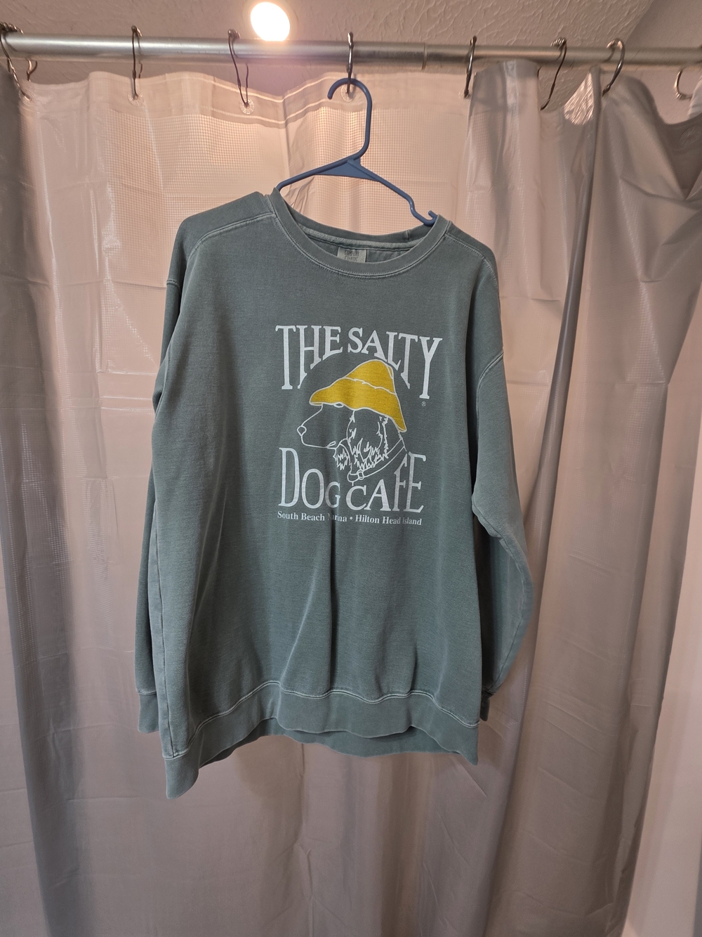 Men's Crewneck Sweatshirt - Slate Green with Yellow Accent